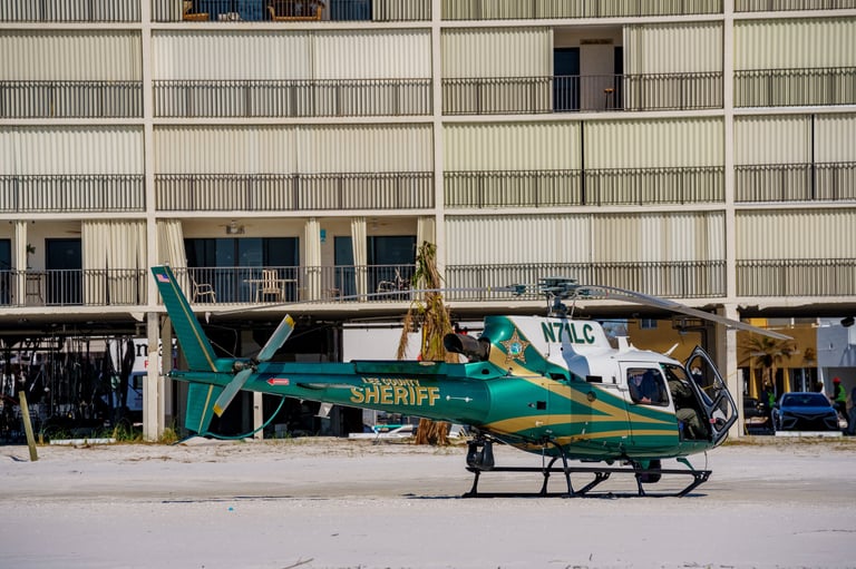 Fort Myers Beach, FL, USA - November 19, 2022: Lee County Sheriff on Fort Myers Beach FL